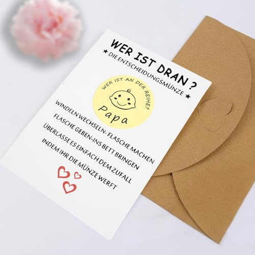 Schwangerschaft Geschenk, Geschenke zur Geburt Jungen Mädchen, Entscheidungsmünze Geschenke zur Baby Geburt Geschenkidee für Werdende Mütter Werdender Väter Neue Papa Mama Taufgeschenke (Golden)