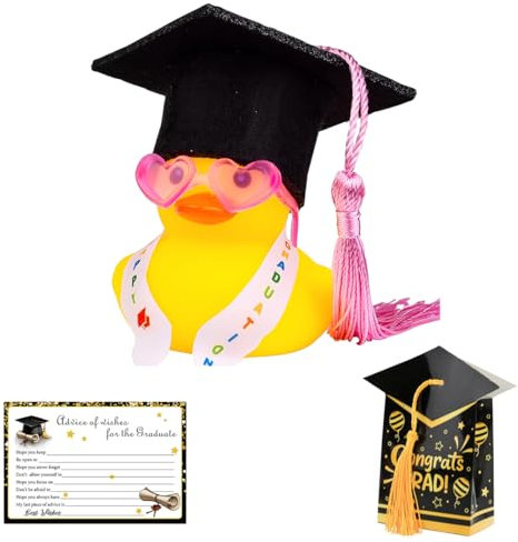 OHREN Anatra da bagno con cuffia da laurea e cinghie per laurea, divertente idea regalo Regali Per Laureati E Decorazioni Per Feste Di Compleanno
