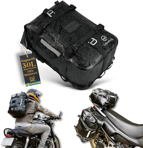 Odinsberg Ragnarök 30L 100% wasserdichte Motorrad Hecktasche – Seitentasche & Satteltasche für Motorrad – Gepäcktasche, Sozius Tasche & Rucksack für Enduro, Adventure Bike, ATV & Touren