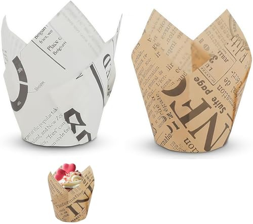 110 Stück Muffinförmchen Papier, Cupcake Förmchen, Vielseitig und einfach zu bedienen, Backförmchen für Hochzeit, Tulpen Muffinform Papier, Kindergeburtstag & Partyzubehör