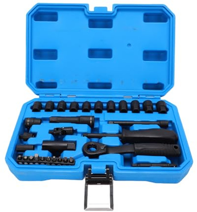 Zhjvihx Jeu de Douilles Traversantes, clé à Cliquet 1/4 11 Pièces avec Tête à Profil Bas 72 Dents et Douilles Cannelées, pour Espaces Restreints et Diverses Fixations