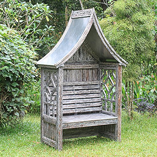 Strandkorbwerk Mahagoni Laubenbank Philosophenbank Summer Dark White wash verzinkt