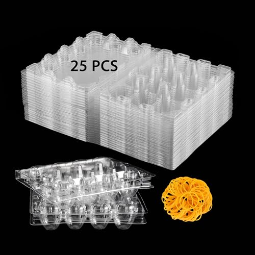 Loving Basso Cajas de huevos de codorniz, paquete de 25, cada 12 bandejas pequeñas para huevos, reutilizables, plástico reciclable, ideal para refrigerador, 100% ecológico, saludable y libre de