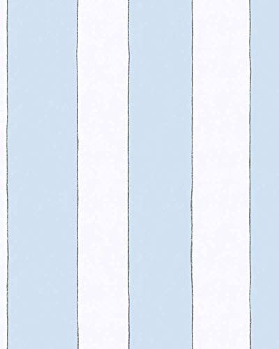 Tapete Weiß Blau Streifen Für Kinder Junge/Mädchen Tapete Kinderzimmer Made in Germany 10,05m x 0,53m marburg