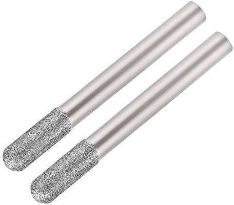 sourcing map Brocas de diamante para taladro de molienda para piedra de vidrio, cerámica, grano 150, vástago de 6 mm, punta cilíndrica, 2 unidades