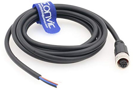 Eonvic Industrial M12 Female 4 Pin Connector Molded PVC Aviation Sensor Cable