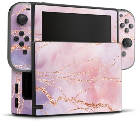 DeinDesign Skin Compatibile con Nintendo Switch Pellicola Adesivi Glitter Look Marmo Pink