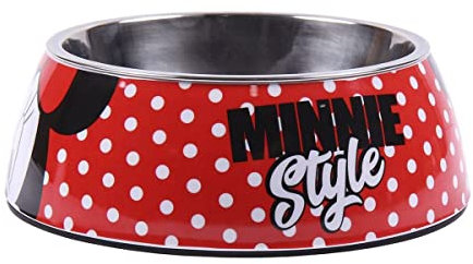 Gamelle Originale pour Chiots, Petits Chiens ou Chats de Taille S / D - 14 cm H - 4,5 cm Capacité 180 ML - Licence Officielle Disney Minnie Mouse®