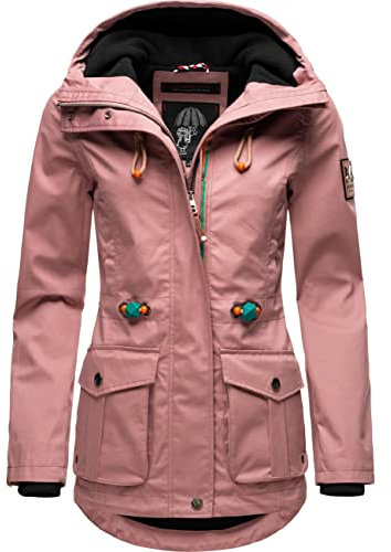 MARIKOO Babetaa Parka mi-saison légère doublée à capuche pour femme, Rose foncé, XS