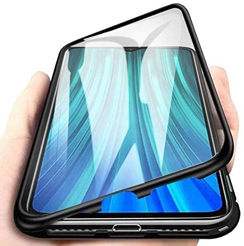 COFI 1453 360° Magnet Full Slim Metall Case Schutz Tasche Handyhülle Handyschale mit Schutzglas Vorderseite und Rückseite Schwarz kompatibel mit Samsung Galaxy A72 5G (A725F)