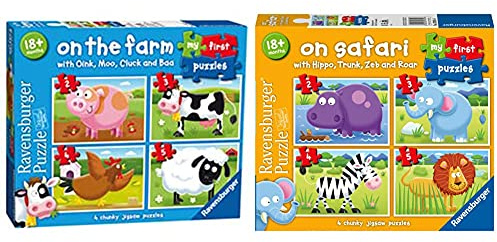 Ravensburger On The Farm, My First Jigsaw Puzzles Toddler Toy for Kids 18 Months and Up & On Safari My First Jigsaw Puzzles (2, 3, 4 and 5 Piece) Toddler Toy for Kids 18 Months and Up