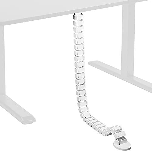 VIVO Vertebrae Cable Management Kit for Desk, Adjustable Quad Entry Wire Organizer, Cord Protection Cover, Flexible Spine Cable Raceway for Home Office Sit Stand Workstation, White, DESK-AC01C-W