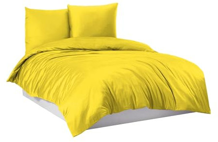 Mixibaby Bettwäsche Bettgarnitur Bettbezug 100% Baumwolle 135x200 155x220 200x220 200x200, Farbe:Gelb, Größe:200 x 220 cm