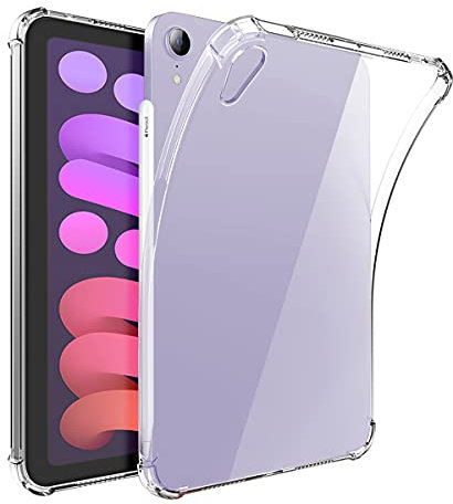 Neepanda Clear Case for iPad Mini 7 A17 Pro/Mini 6 with Pencil Holder, Supports 2nd Gen Apple Pencil Charging, Ultra Slim, Lightweight, Soft TPU Back Cover Skin for iPad Mini 7th/6th Generation