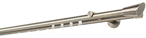 ondeco Gardinenstange auf Maß Innenlauf 20mm Rag 2-lauf Vorhangstange Wandträger 12cm Stilgarnitur mit Gleiter für Vorhänge Brüniert 270cm