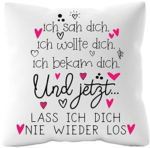 Urhome Kissenbezug mit Spruch Nie Wieder los Lassen - 40cm x 40cm Kissen ohne Füllung Dekokissen Weiß Kuschelkissen waschbar Kopfkissen Zierkissen Geschenk zum Geburtstag Valentinstag