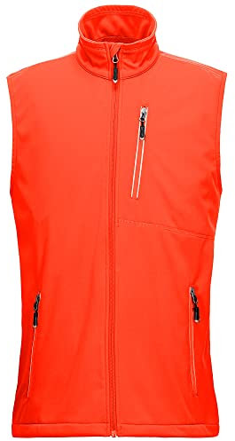 33,000ft Men's Lightweight Softshell Gilet, Windproof Waterproof Outerwear Vest Gilets Sleeveless Jacket for Cycling Running Hiking Golf Travel Orange XL