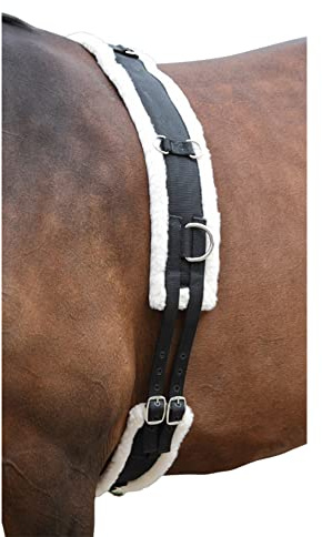 Fleece Padded Lunge Roller - Pony Horse Lunging Equipment with Adjustable Girth - Cob Under Belly Belt Strap for Training Schooling Outdoor Breaking Stable Yard (Cob, Black)