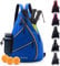ZOEA Pickleball Tasche, Sport Pickleball Sling Bag für Damen Mann, Verstellbarer Pickleball-Rucksack mit Wasserflaschenhalter, passend für 4 Paddel und alle Ihre andere Ausrüstung (blau)