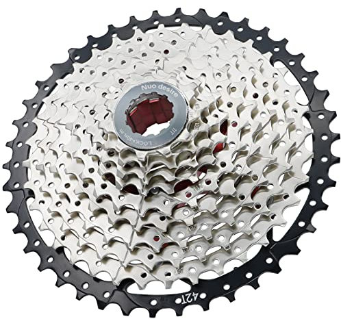 Nuo desire 10 Fach Kassette,10 Speed Cassette Black & Silver Gänge 11-42T für Rennrad Mountainbike MTB Kompatibel mit HG Sram(außer XD) Kassette(11-42 Zähne