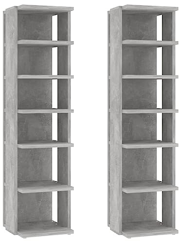 vidaXL Shoe Cabinets 2 pcs Concrete Grey 27.5x27x102 cm