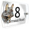 House Number Plaque Sign Door Road Plate for Dog Lovers Personalised Watercolour Print (D405 Black Frenchie)