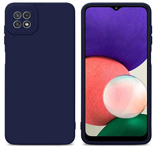 Cadorabo Hülle kompatibel mit Samsung Galaxy A22 5G Schutzhülle TPU Silikon Case Liquid Design mit Kameraschutz Slim Kratzfest Weiche Gummi mit Rundumschutz Case Hülle für Galaxy A22 5G in Blau