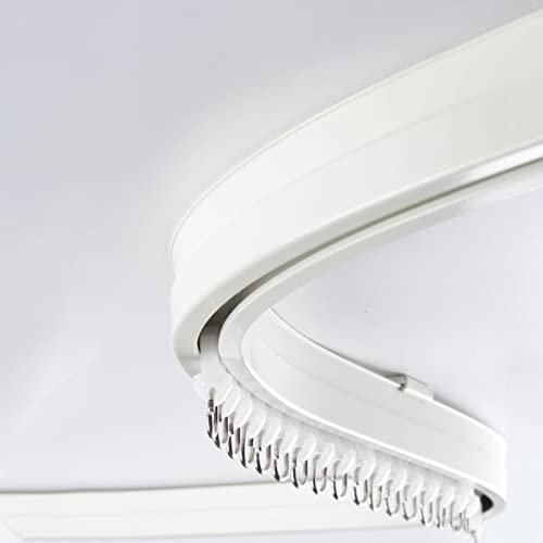 ZJKXJH Gardinenschiene Flexible Biegsame Vorhangschiene, Decke-Wand-Montage Raumteiler Vorhänge, Aluminium Hotel RV Dusche Erker Fenster Vorhang Schiene (Color : Ceiling Mount, Size : 610cm/20ft)
