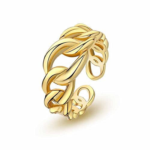 VELESAY Anelli Donna Argento 925 Anello Regolabile Catena Anello Aperto Argento Catena Hommes Anelli Vintage Hip Hop Punk Anello Argento 925 Donna Hommes Anello Gioielli B