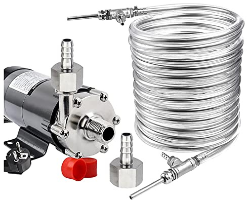 Edelstahl-Würze-Wärmetauscher 9,52 * 0,5 * 10 m Bierkühler Homebrew-Spulenrohr mit 15R-Magnetpumpen-Gegenstrom-Würzekühler
