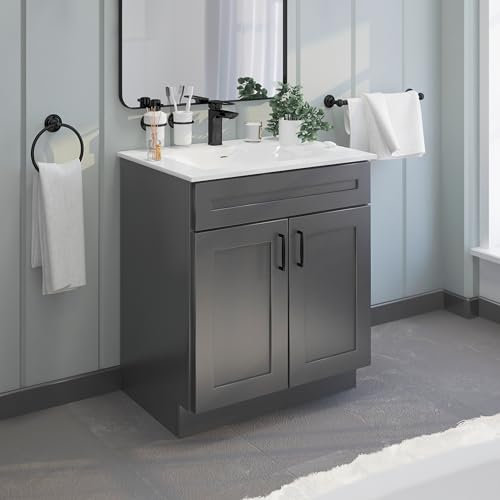 Grey Shaker Sink Base Bathroom Vanity 24/30/36 Width (30 Width)
