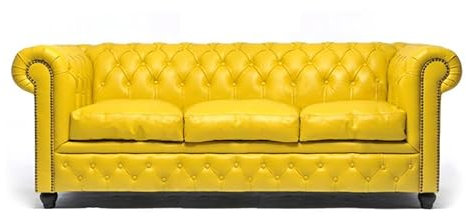 Chesterfield Sofa Brighton - The Brand | 3 Sitzer | 100% Leder, handgefertigt, Original Breite 200 cm (Gelb)