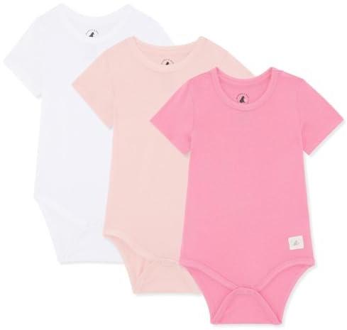 Bramble & Bear Confezione da 3/6 Body a manica corta per bambini, Body unisex in cotone biologico per bambini da 0 a 3 anni, Rosa/Bianco (3 pezzi), 0-3 mesi