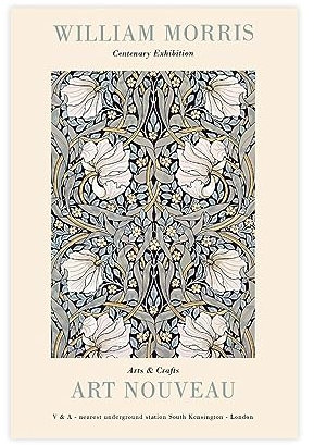 William Morris Art Nouveau Abstrakte Blumen Retro Pflanze Wandkunst Deco Poster Leinwand Poster Wandkunst Dekor Druck Bild Gemälde für Wohnzimmer Schlafzimmer Dekoration ungerahmt 20 x 30 cm
