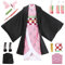 YYDSXK Nezuko Tanjirou Cosplay, Nezuko Tanjirou Kochou Shinobu Mitsuri Kostüm Set, Kimono Cape Ensemble, Geschenk für Kinder, Nezuko Tanjiro Kostüm für Karneval Halloween Weihnachten