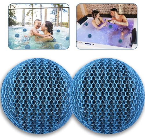 JULMELON 2 Stück Whirlpool Scum Absorber Whirlpool-Reinigungsbälle | 7cm, Spa- und Pool-Schaum Beseitigende Bälle, Wiederverwendbar, ölabsorbierender Schwamm, Waschbarer, Schwimmender Filter