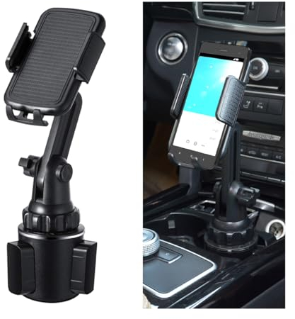 CGEAMDY Porte Telephone Gobelet, Universel Porte Ajuster l'angle Support Smartphone Porte Gobelet, Universel Support De Gobelet De Rotation à 360 ° Support Smartphone, Adjustable Voiture Accessories