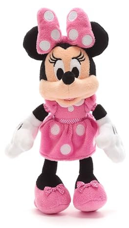 Disney Store Official Minnie Mouse Mini Bean Bag Plush, 23cm/9”, Small Cuddly Stuffed Toy Mouse in Classic Pink Dress, Suitable for Ages 0+