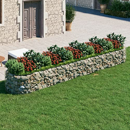 Rantry Haus Gabione mit erhöhtem Bett aus verzinktem Eisen Gabione Stein Korb Blumenkasten Gabione große Gabione für Pflanzen 500 x 100 x 50 cm Haus Möbel