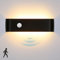 Lightess 16W LED Wandleuchte Innen mit Bewegungsmelder Wandlampe Schwarz Up Down Licht Wandbeleuchtung Warmweiss Treppenhuas Beleuchtung IP44 Flurlampen für Wohnzimmer Schlafzimmer Flur aus Aluminium