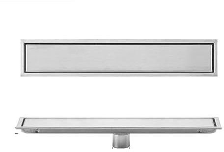 JSDQQG 2In1 Befliesbar Doppelseitige Bodenablauf Komplettset,Linearer Duschablauf Mit Haarsieb,Rechteck Duschrinne Gitter Deckel,10 * 80cm
