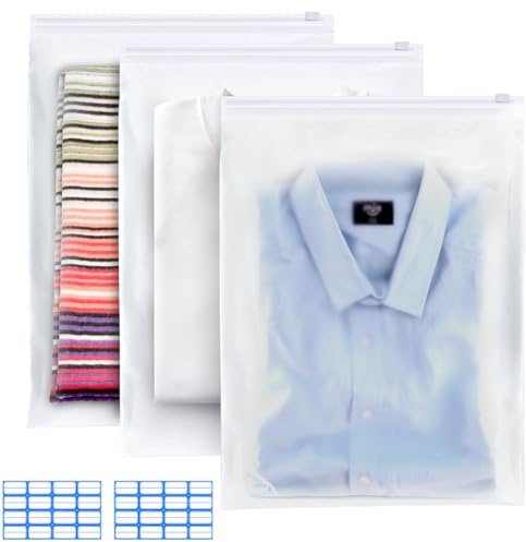 Sacchetti Vestiti Viaggio con Zip 24 Pezzi 40X60cm Impermeabili Sacchetti Plastica Richiudibili Smerigliato Multifunzione Sacchetti Viaggio organizer Borsa Buste per Indumenti,Biancheria Intima,Scarpe