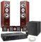 Fenton HF5W Walnut 5.1 Surround Sound System with AV550BT Amp - Premium Home Theatre System, Bluetooth Enabled, 12-inch Active Subwoofer, Versatile Home Cinema Sound System with Remote Control
