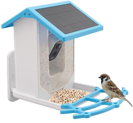 biniliubi Solar Powered Bird Feeder Bird Feeding Unit With Hd Camera Smart Bird Feeder Large Feeding Station Wild Birds Observer Outdoor Automatic Clear Photo Video Recording Ai Bird Recognition