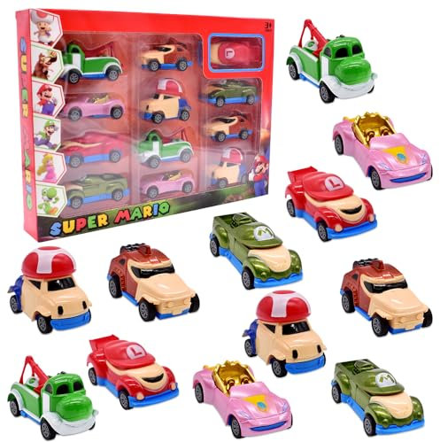 Car Spielzeugauto Set, 12 Stück Mini Die Cast Autos, Pull Back Kleine Fahrzeuge, Mini Cars für Kleinkinder Mädchen Jungen