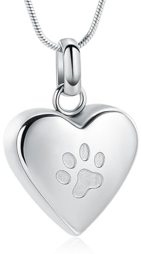 Pet Einäscherung Schmuck für Asche Anhänger Paw Print Pet Heart Urn Halskette Memorial Keepsake Schmuck für Haustier/Hund/Katze Asche