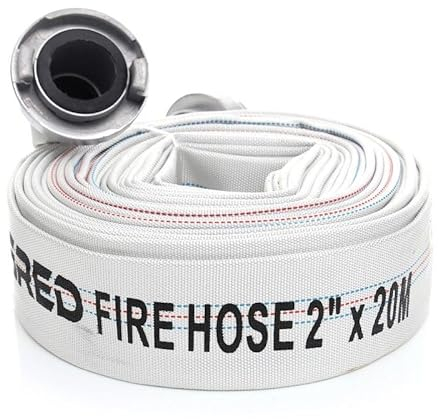 Tuyau de chantier 2 C-Storz 20 m Tuyau de pompier, blanc, polyester, 8 bar, avec raccord C-Storz 52 mm en aluminium TAGRED