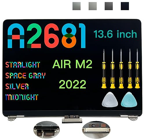 (Plata) Seven Puppy - Repuesto para Mac14,2 MacBook Air de 13.6 Pulgadas M2 2022 A2681 EMC 4074 de 13.6 Pulgadas 2560 x 1664, Pantalla LCD Completa