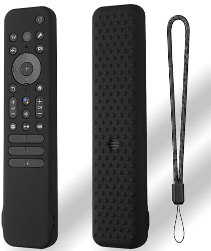 Silicone Case For Sony RMF-TX810U/RMF-TX811U/RMF-TX910U, Anti Slip Silicone TV Remote Protective Control Case Cover with Lanyard (Black)