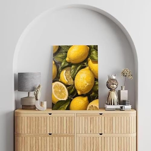 Shejyn Zitrone Malen Nach Zahlen, Malen Nach Zahlen Erwachsene Früchte, DIY Handgemalt Ölgemälde Kit für Anfänger und Kinder, Mit Pinsels und Acrylfarbe Als Geschenke, Ohne Rahmen 40x50 cm L-495